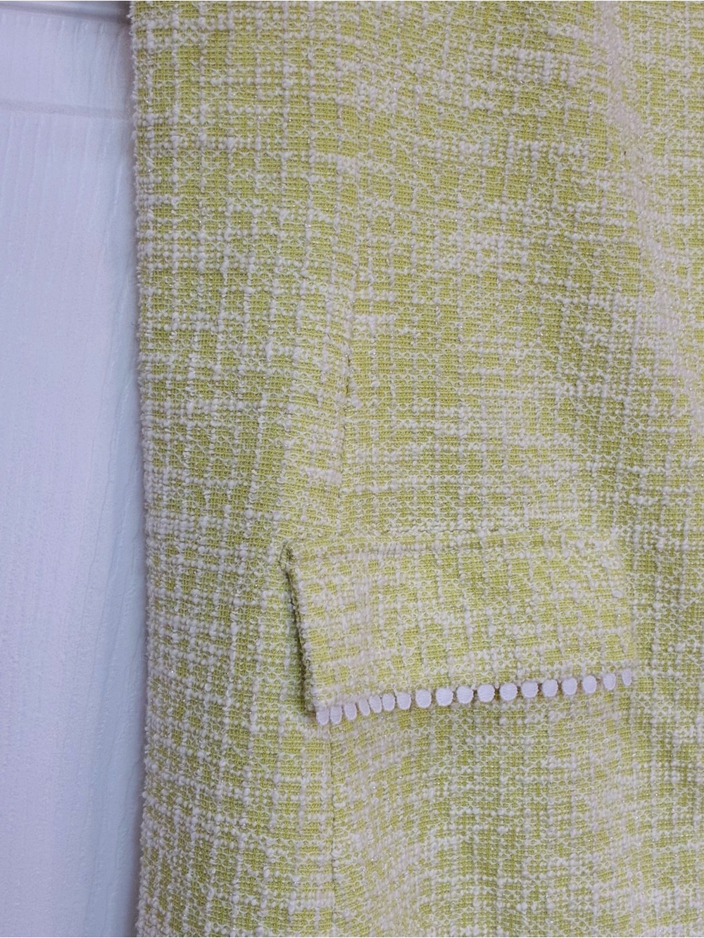 Karl Lagerfeld Tweed Dress Womens 12 Boucle Green Cream Old Money Fashion Office - Picture 6 of 13